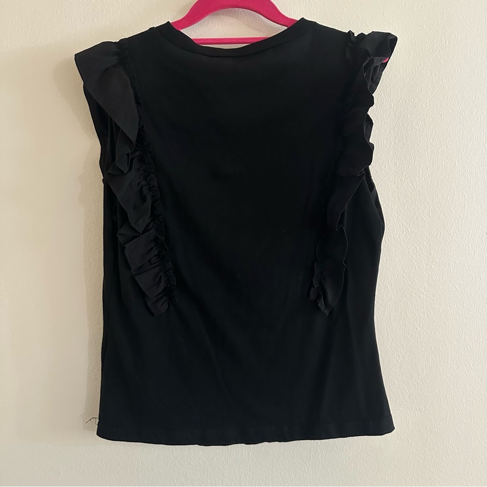Black Poplin Ruffle Top - Picture 6 of 7